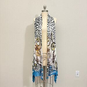 ADORE 3 Way Hand Painted Vest Animal Print Open Front Knit Duster NWT